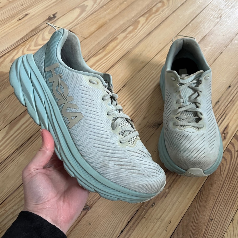 Hoka One Rincon 3 Womens 9.5B Running Shoes Light Blue Seafoam Sneakers athletic